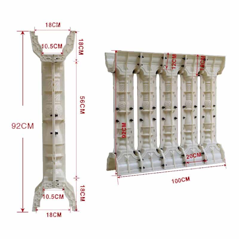 Plastic Concrete Baluster Railing Molds 5pcs For Balcony Decoration 6