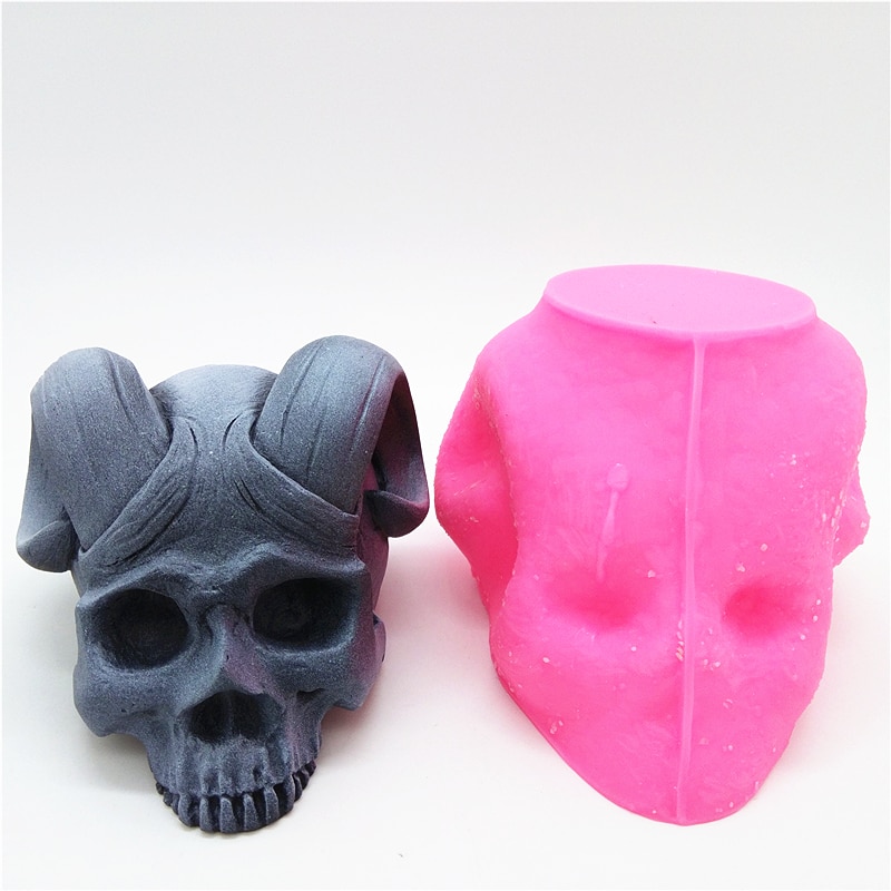 Silicone Concrete Horn Skull Mold DIY 