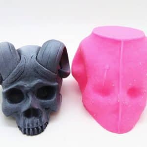 Silicone Concrete Horn Skull Candle Soap Mold DIY front