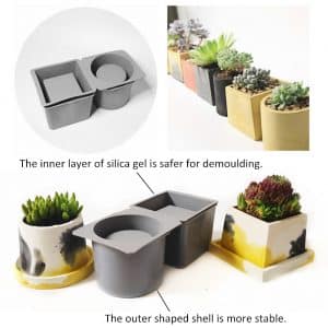 2 In 1 Concrete Silicone Pot Planter Molds 10