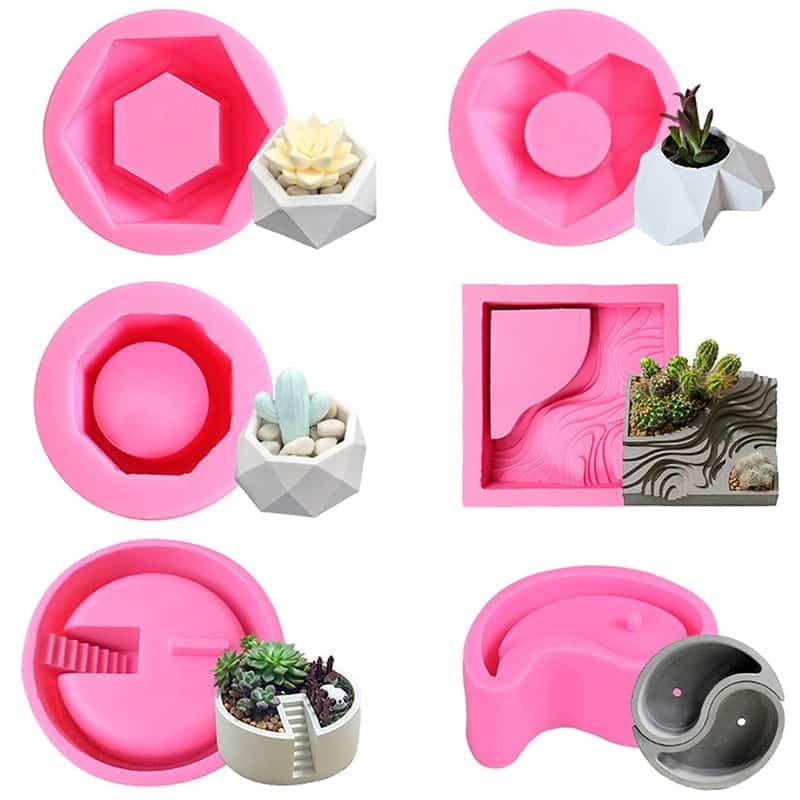 Unique Concrete Potted Silicone Planter Molds 2