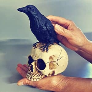 Crow On Skull Statue Silicone Mold For Concrete Plaster Resin-3