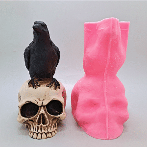 Crow On Skull Statue Silicone Mold For Concrete Plaster Resin-6