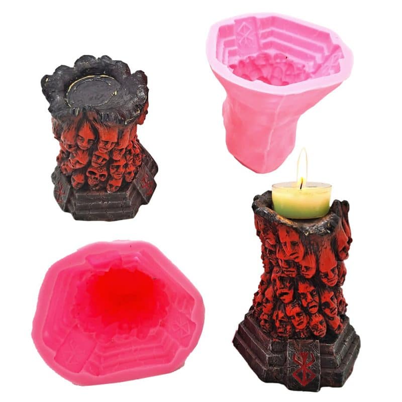 Hell Flame Skull Silicone Candle Holder Molds