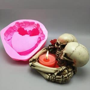 Hug Together Skull In Love Silicone Candlestick Molds-1