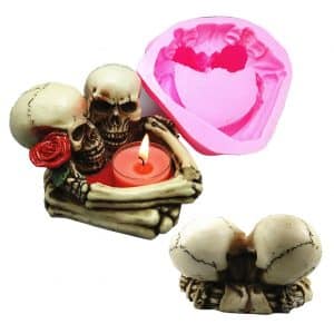 Hug Together Skull In Love Silicone Candlestick Molds