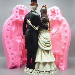 Wedding Skull Bride Groom Silicone Molds Base Set For Concrete Plaster Resin-1