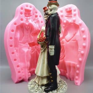 Wedding Skull Bride Groom Silicone Molds Base Set For Concrete Plaster Resin-2