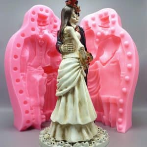 Wedding Skull Bride Groom Silicone Molds Base Set For Concrete Plaster Resin-3