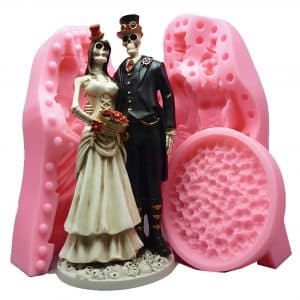 Wedding Skull Bride Groom Silicone Molds Base Set For Concrete Plaster Resin