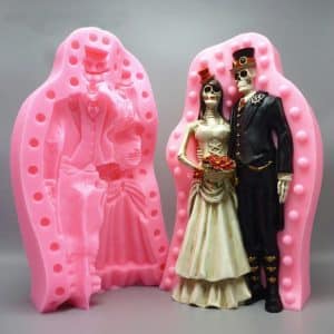 Wedding Skull Bride Groom Silicone Molds Base Set For Concrete Plaster Resin-4