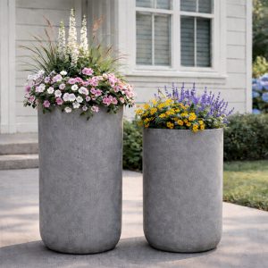 Set of 2 Commercial Mordern Cylinder Planter Molds for Concrete-5